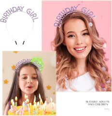 Nessiworld  Mor Renk Kristal Taşlı Parlak Birthday Girl Yazılı Taç 16x17 cm
