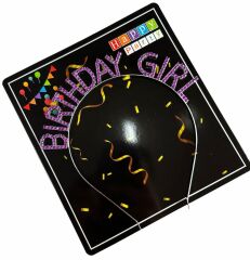 Nessiworld  Mor Renk Kristal Taşlı Parlak Birthday Girl Yazılı Taç 16x17 cm