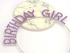 Nessiworld  Mor Renk Kristal Taşlı Parlak Birthday Girl Yazılı Taç 16x17 cm