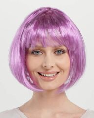 Nessiworld  Rose Pembe Renk Düz Kesim Küt Parti Peruğu Kısa Takma Saç