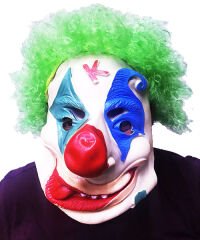 Nessiworld  Yeşil Renk Afro Bonus Peruklu Palyaço Lateks Et Maske