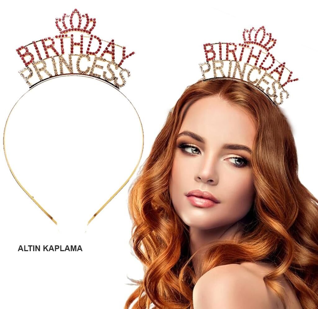 Nessiworld  Birthday Princess Kristal Taç – Altın Kaplama