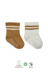 Nessiworld Bistyle Çemberli Kaymaz Soket Çorap 2'Li BS10125 Ekru Hardal