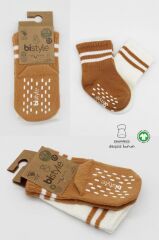 Nessiworld Bistyle Çemberli Kaymaz Soket Çorap 2'Li BS10125 Ekru Hardal