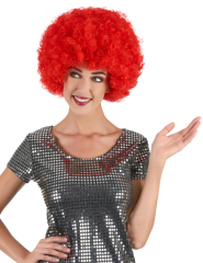 Nessiworld   Kırmızı Renk Kıvırcık Afro Bonus Peruk