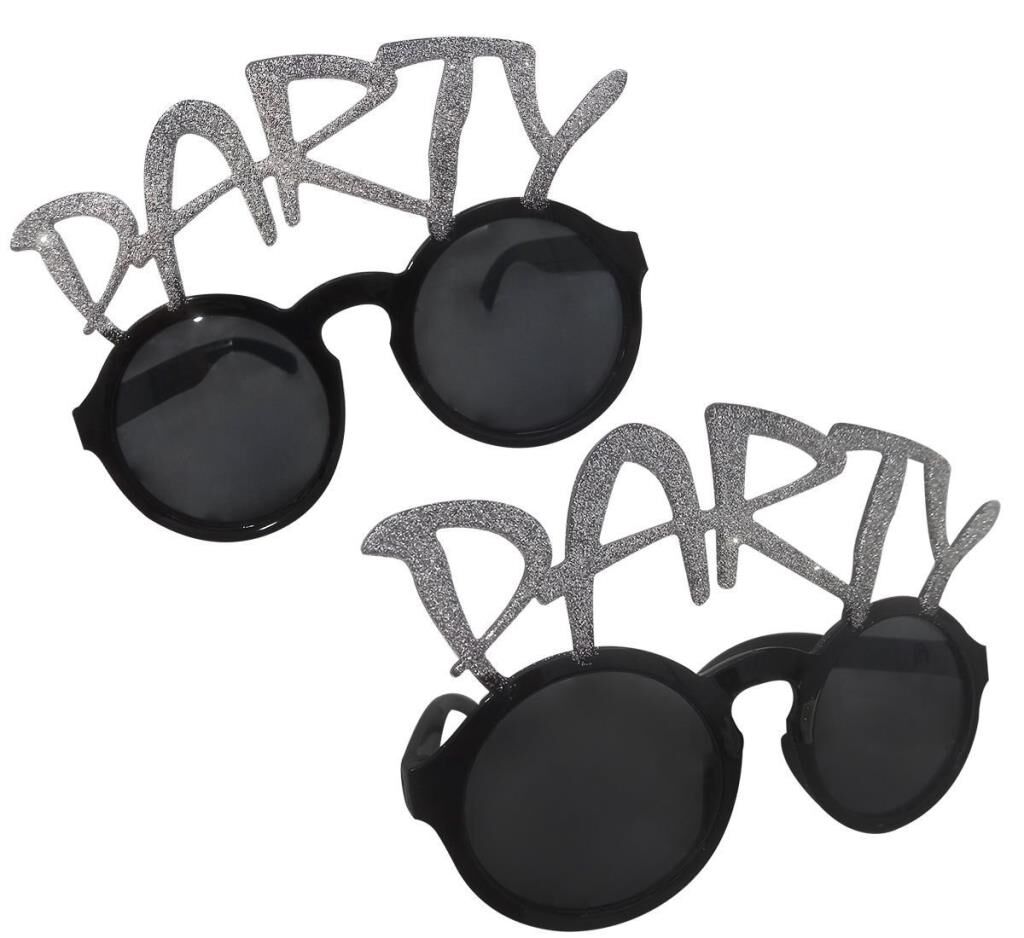 Nessiworld Gümüş Simli Party Yazılı Parti Gözlüğü Show 15x7 cm