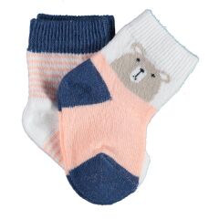 Nessiworld     Hello Teddy Bear 2'Li Kız Çorap 68404 Ekru Somon