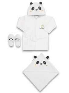 Nessiworld  Baby Panda Bebe Bornoz Seti 30037 Beyaz