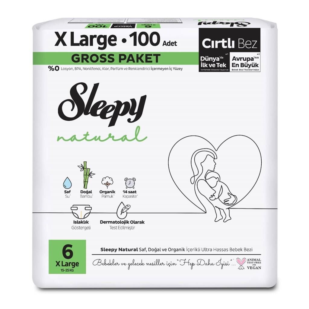 Nessiworld  Sleepy Natural Bebek Bezi Gross Paket 6 Beden 15-25 Kg 100 Adet