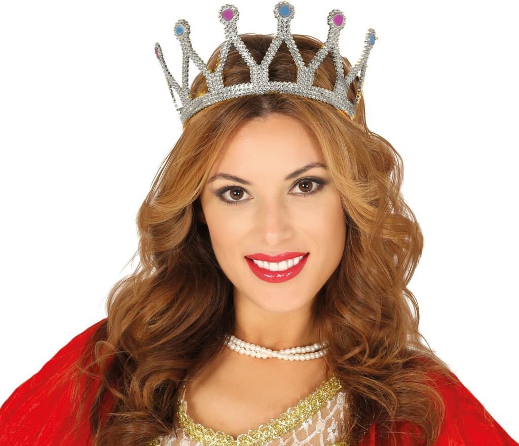 Nessiworld Gümüş Renk Çocuk ve Yetişkin Uyumlu Kraliçe Tacı Prenses Tacı 8X25 cm