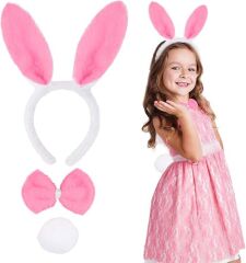 Nessiworld  Pembe Tavşan Kostüm Seti – Taç, Papyon, Ponpon (12’li Paket)