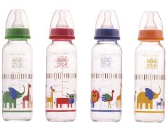 Bebedor Desenli Cam Biberon 250 Ml (Orta Akış)