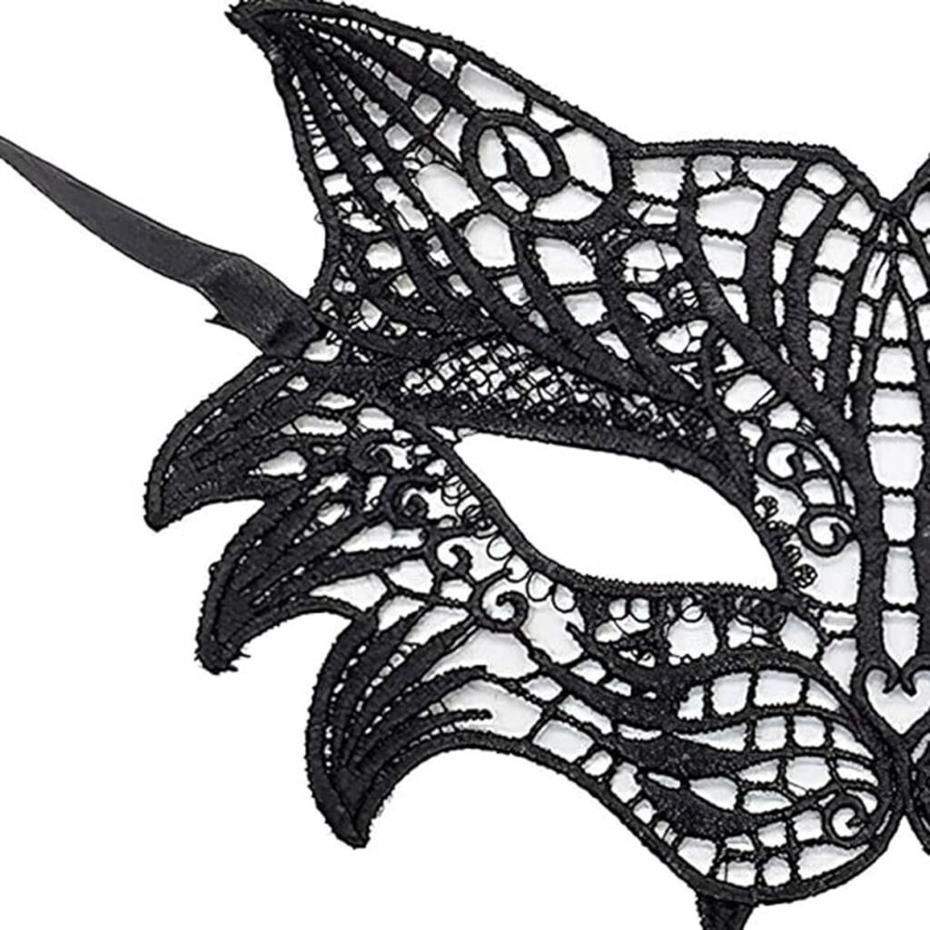 Nessiworld  Siyah Renk Kedi Model Dantel İşleme Parti Maskesi 8 No