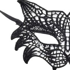 Nessiworld  Siyah Renk Kedi Model Dantel İşleme Parti Maskesi 8 No