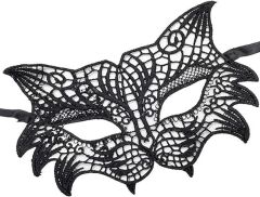 Nessiworld  Siyah Renk Kedi Model Dantel İşleme Parti Maskesi 8 No