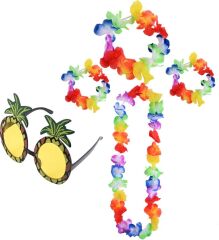 Nessiworld  Renkli Ananas Gözlük, Taç, Kolye ve Bileklik Seti