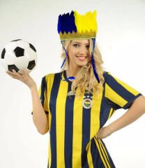 Nessiworld   Sarı Lacivert Taraftar Tüylü Saç Bandı