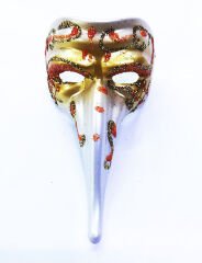 Nessiworld  Turuncu Renk İşlemeli Seramik Malzemeden İmal Venedik Uzun Maske Magnet