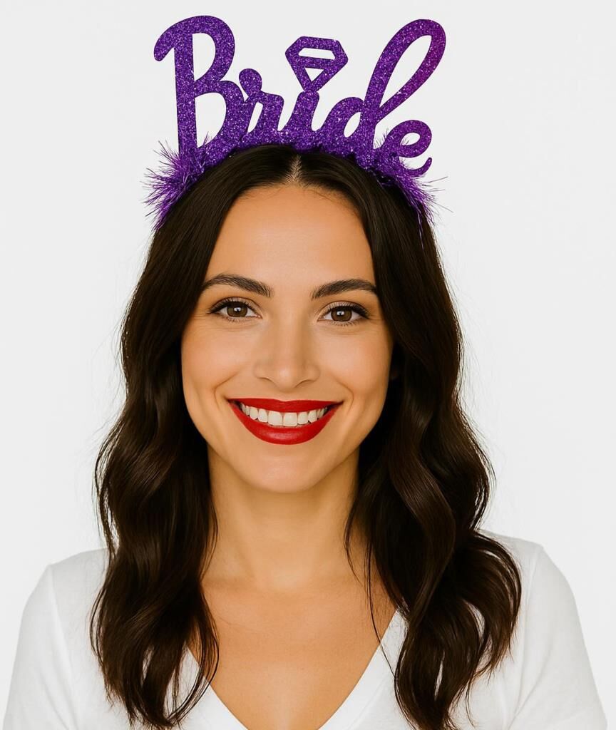 Nessiworld Mor Renk Bekarlığa Veda İtalik Yazı Alyanslı Bride Taç