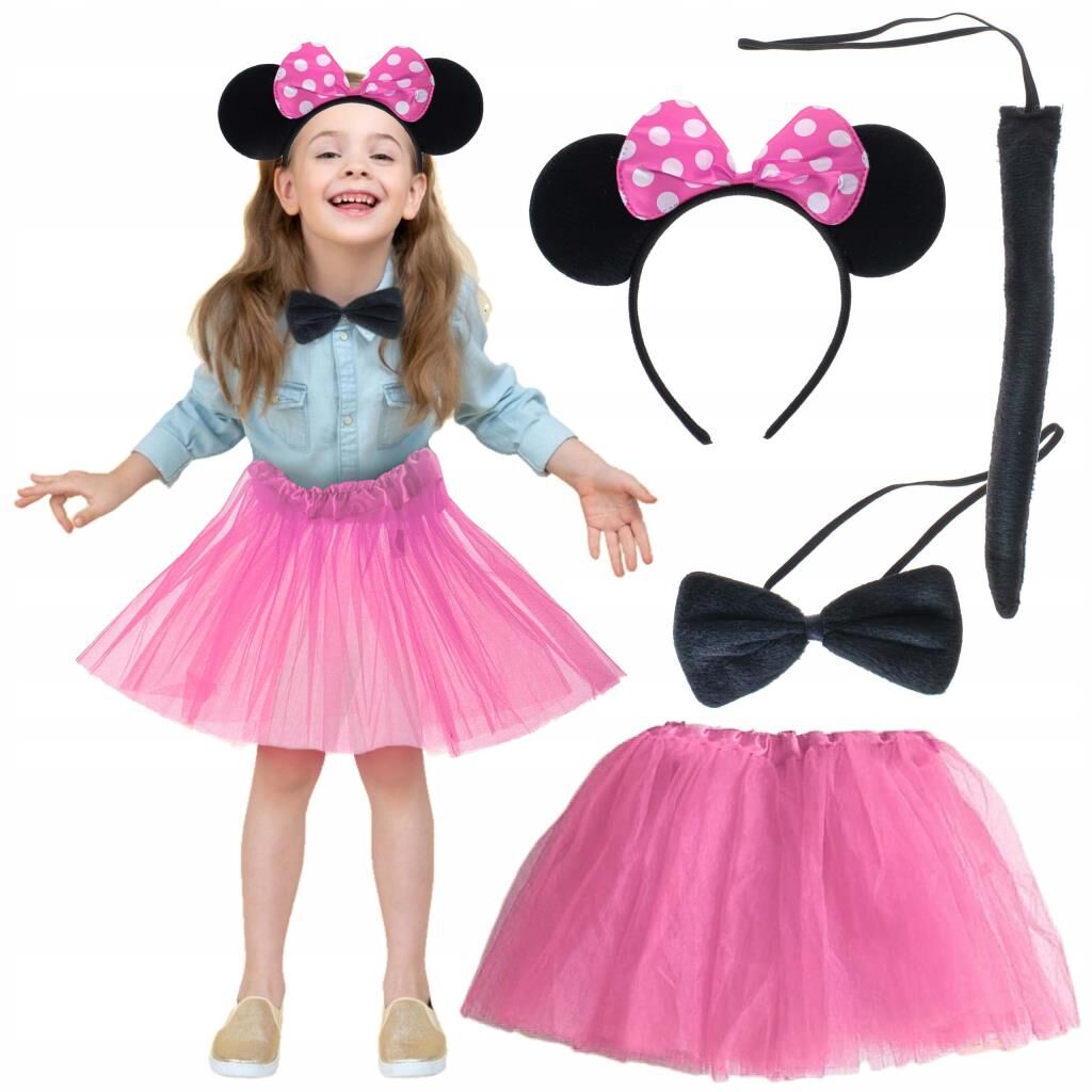 Nessiworld  Minnie Kostüm Seti (Pembe Tütü Etek + Pembe Taç + Papyon + Kuyruk)