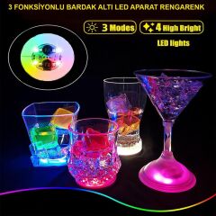 Nessiworld  Renkli LED Işıklı Bardak Altlığı - Dekoratif (12 Adet, Pilli)