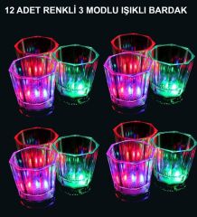 Nessiworld  LED Işıklı Eğlence Bardakları - 3 Modlu Renk Değiştiren Bardak 12 Adet