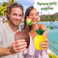 Nessiworld  Ananas & Hindistan Cevizi Tasarımlı Pipetli Bardak Seti (6 Adet)