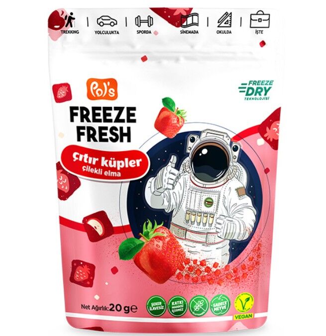 Nessiworld Pol’s Freeze Fresh Çıtır Küpler Çilek Elma 20 Gr
