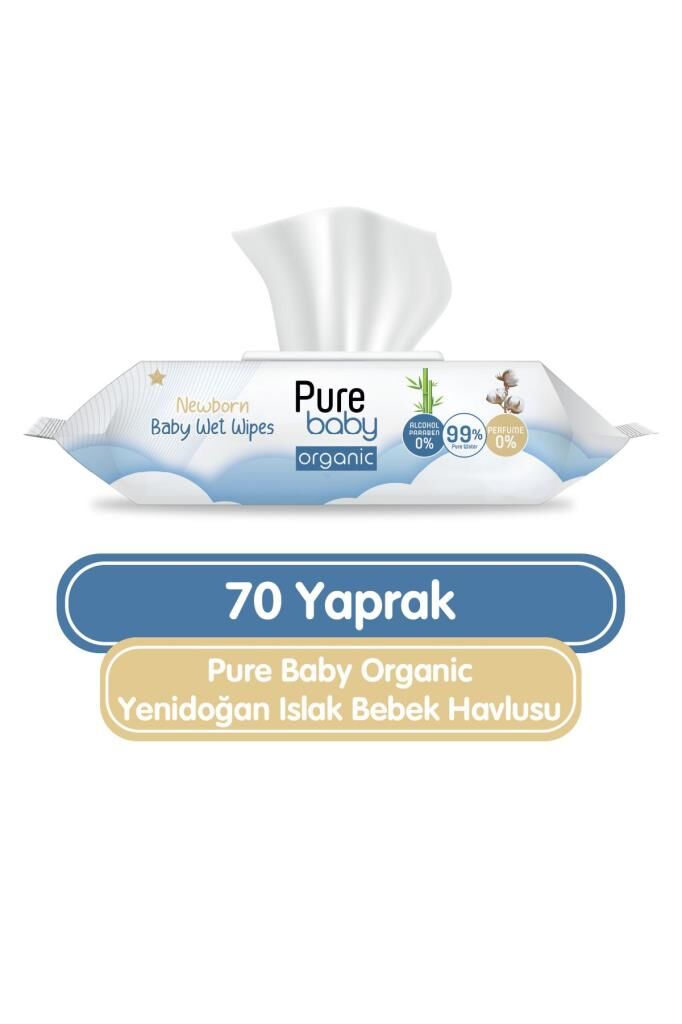 Nessiworld  Pure Baby Organic Yenidoğan Islak Havlu Mendil 70 Yaprak