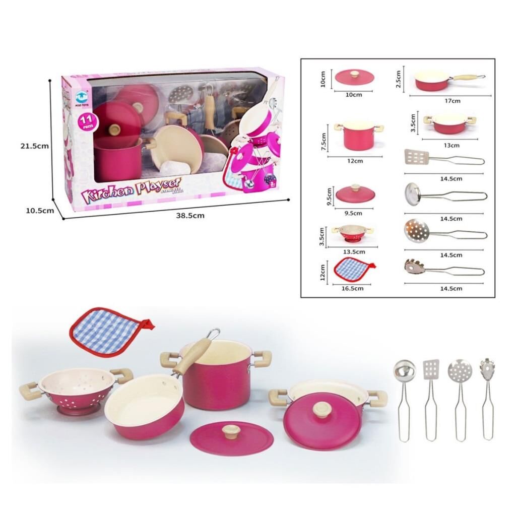 Nessiworld  3815-6A Emaye Tencere 11 Parça Pembe -Vardem Oyuncak