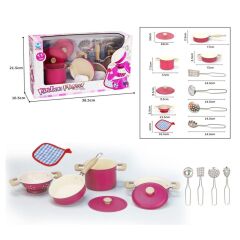 Nessiworld  3815-6A Emaye Tencere 11 Parça Pembe -Vardem Oyuncak