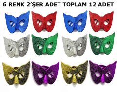 Nessiworld Maskeli Balo Partisi Görünümlü Retro Parti Gözlüğü 6 Renk 12 Adet