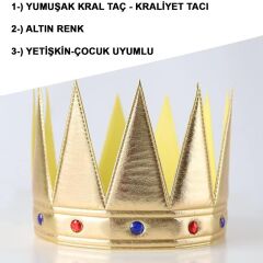 Nessiworld  AltınRenkEvaYumuşakKralKraliyetTacıYetişkinÇocukUyumlu55cm