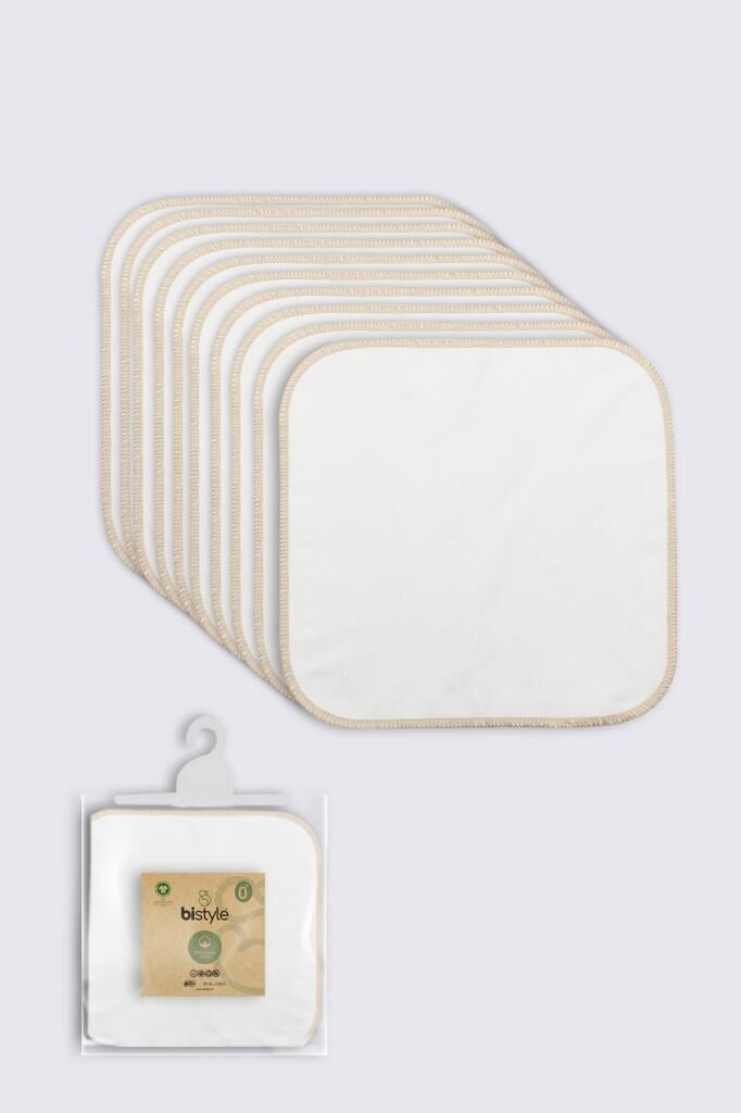 Nessiworld  Bistyle Organik 28x28 10'Lu Penye Mendil 90101 Ekru