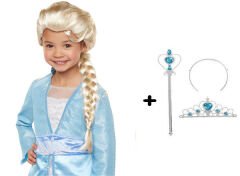 Nessiworld Örgülü Karlar Ülkesi Frozen Elsa Peruğu Tacı ve Sopası Çocuk Boy