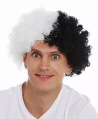 Nessiworld  Siyah Beyaz Kıvırcık Afro Bonus Peruk Taraftar Bonus Saç