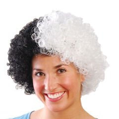 Nessiworld  Siyah Beyaz Kıvırcık Afro Bonus Peruk Taraftar Bonus Saç