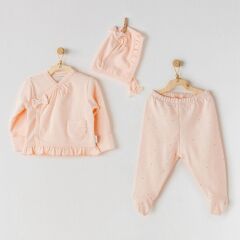 Nessiworld   AC24348 Hiding Rabbits 3 Parça Bebe Zıbın Takımı Salmon