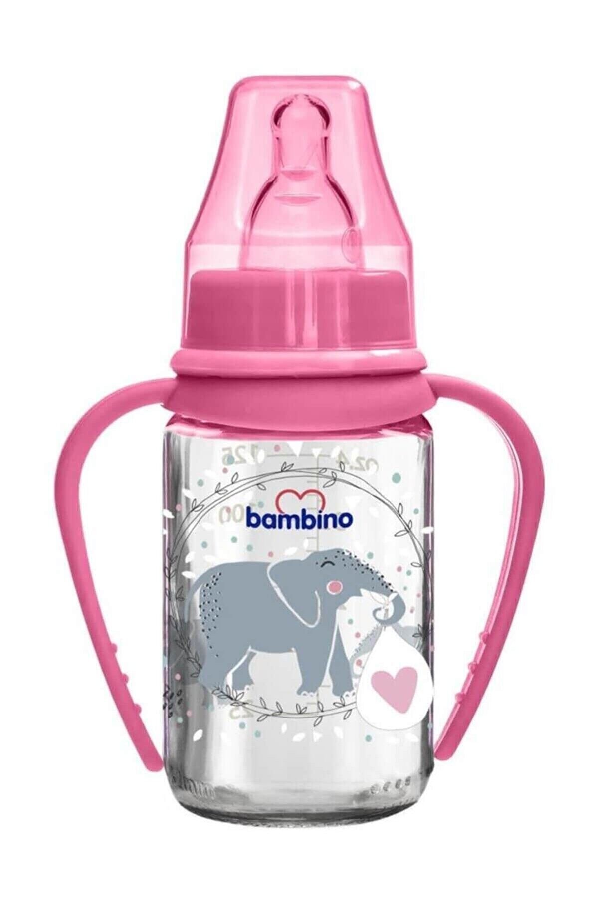 Bambino Kulplu Cam Biberon 125 ml - Pembe
