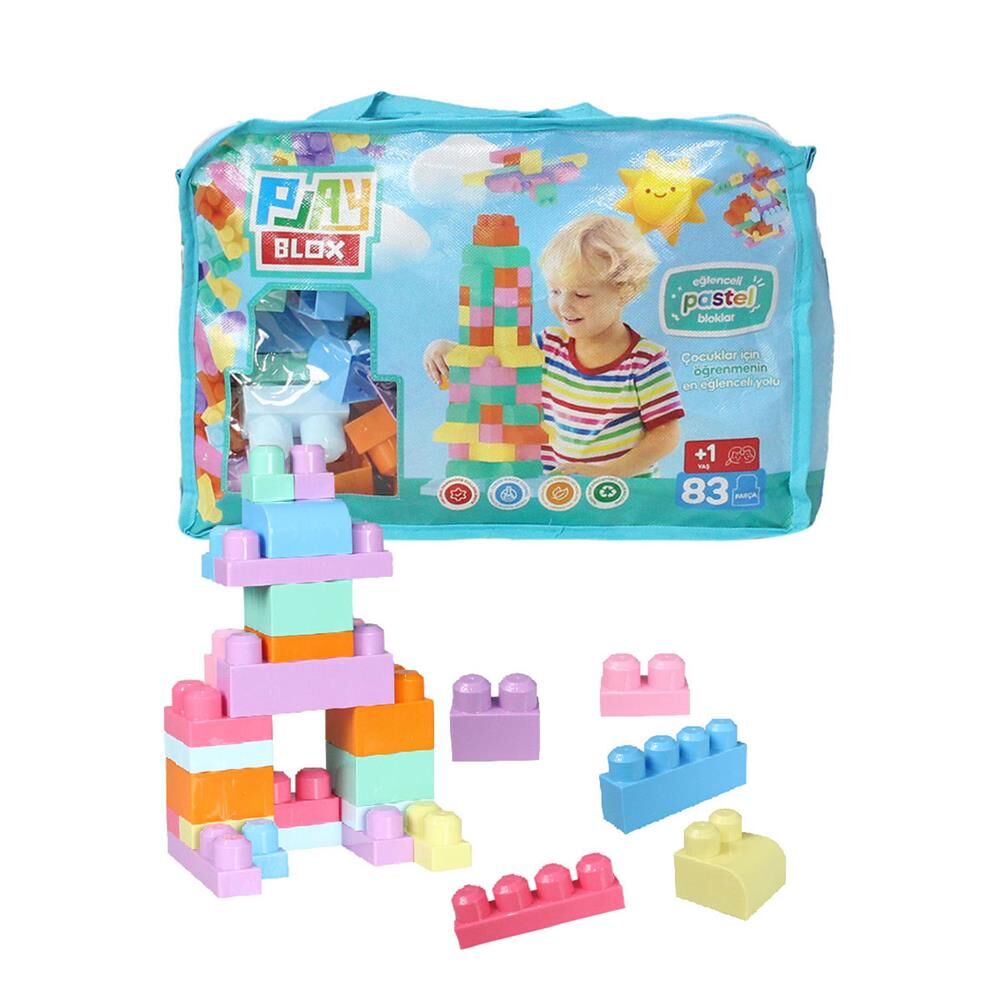 Nessiworld 2946 Play Blox Pastel Blok Yapı Oyuncakları 83 Parça ,Saklama Çantalı ,1 Yaş ve Üzeri