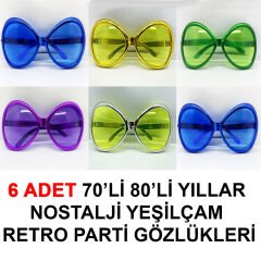 Nessiworld  70li 80li Yıllar Nostalji Yeşilçam Retro Parti Gözlükleri 6 Adet