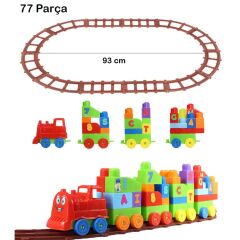 Nessiworld Play Blox Oyuncak Tren Seti 77 Parça Sayılar ve Alfabe Treni Parlak Renkler Mega Blok Seti