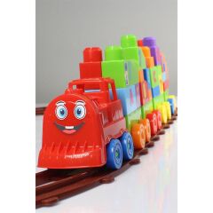 Nessiworld Play Blox Oyuncak Tren Seti 77 Parça Sayılar ve Alfabe Treni Parlak Renkler Mega Blok Seti