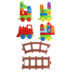 Nessiworld Play Blox Oyuncak Tren Seti 77 Parça Sayılar ve Alfabe Treni Parlak Renkler Mega Blok Seti