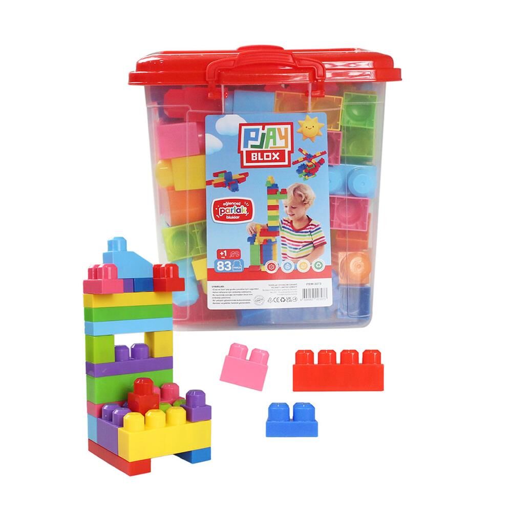 Nessiworld Play Blox Yapı Oyuncakları 83 Parça Kovalı Parlak Renkler Mega Blok Seti 3073