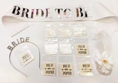Nessiworld   Gümüş Renk Bride Partisi Taç Kuşak Dövme Bileklik Seti Full 13 Parça
