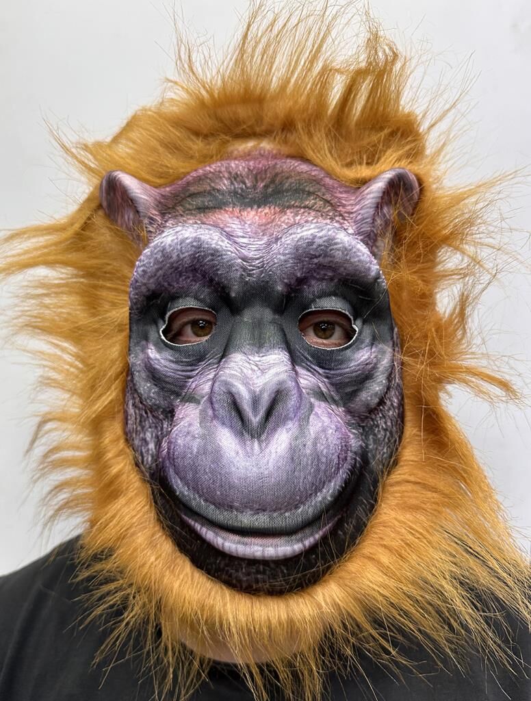 NessiWorld KahverengiSaçlıOrangutanMaskesiMaymunMaskesiMegaPeluş4No