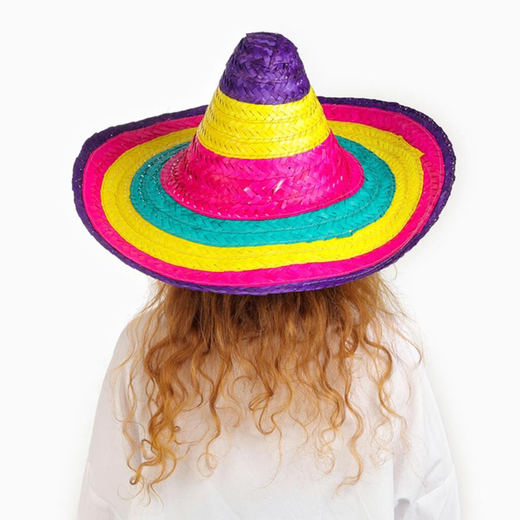 Nessiworld  Sombrero Meksika Şapkası Renkli Örme Hasır Çocuk Boy