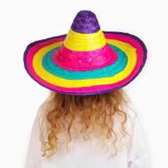 Nessiworld  Sombrero Meksika Şapkası Renkli Örme Hasır Çocuk Boy