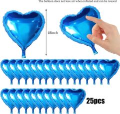 Nessiworld Metalize Parlak Mavi Kalp Şekilli Uçan Balon Folyo 18 inç 45 cm 25 Adet